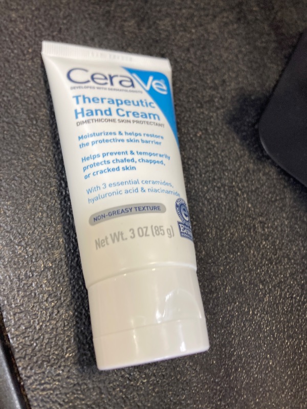 Photo 1 of CeraVe Therapeutic Hand Cream for Dry Cracked Hands With Hyaluronic Acid and Niacinamide, Fragrance Free 3 Ounce