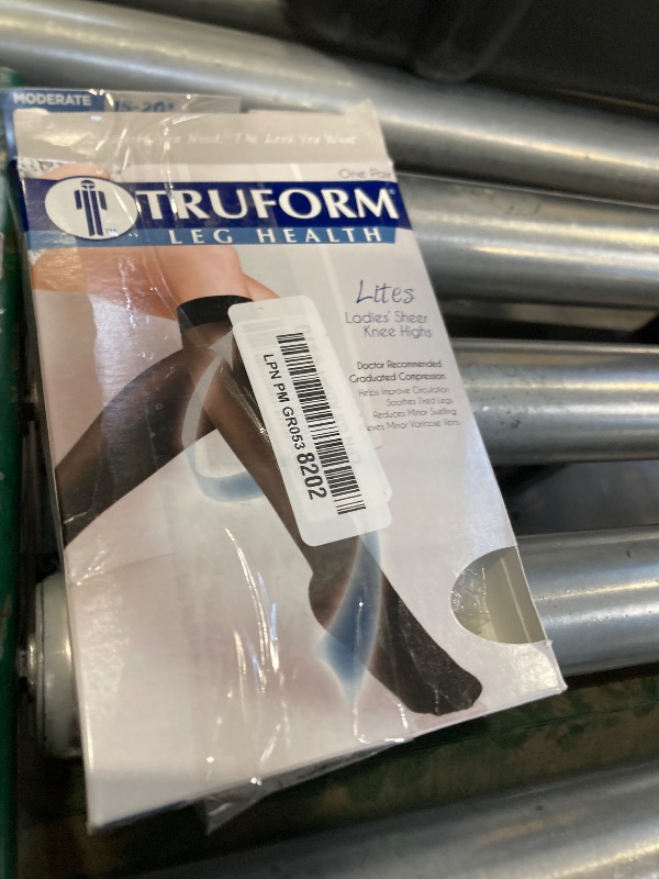View 2 of Truform Sheer Compression Stockings, 15-20 mmHg, Women's Knee High Length, 20 Denier, Beige, X-Large