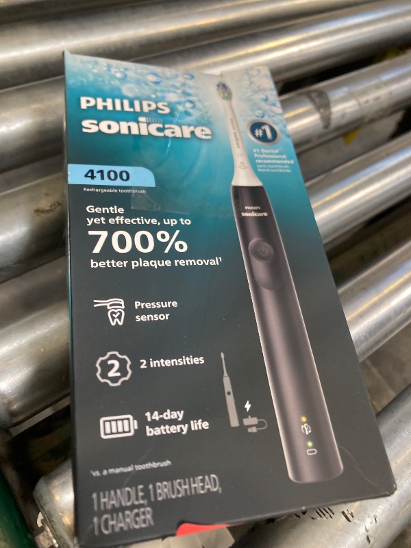 Photo 1 of Philips Sonicare 4100 Series Electric Toothbrush - Sonic Toothbrush with Advanced Sonic Technology, Pressure Sensor, Two Intensity Settings, Smartimer & Quadpacer, Black, Model HX3681/24