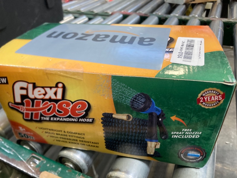 Photo 1 of Flexi Hose Expandable Garden Hose with 8 Function Nozzle, 50FT - Lightweight Retractable Garden Hose, Water Hose - No-Kink Flexibility, 3/4 Inch Solid Brass Fittings and Double Latex Core