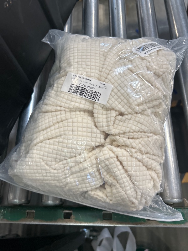 Photo 1 of H.VERSAILTEX Super Stretch Individual Seat Cushion Covers - Sofa & Couch Cushion Slipcover Sets - Thick Jacquard Textured Twill Fabric (3 Piece XL, Ivory)