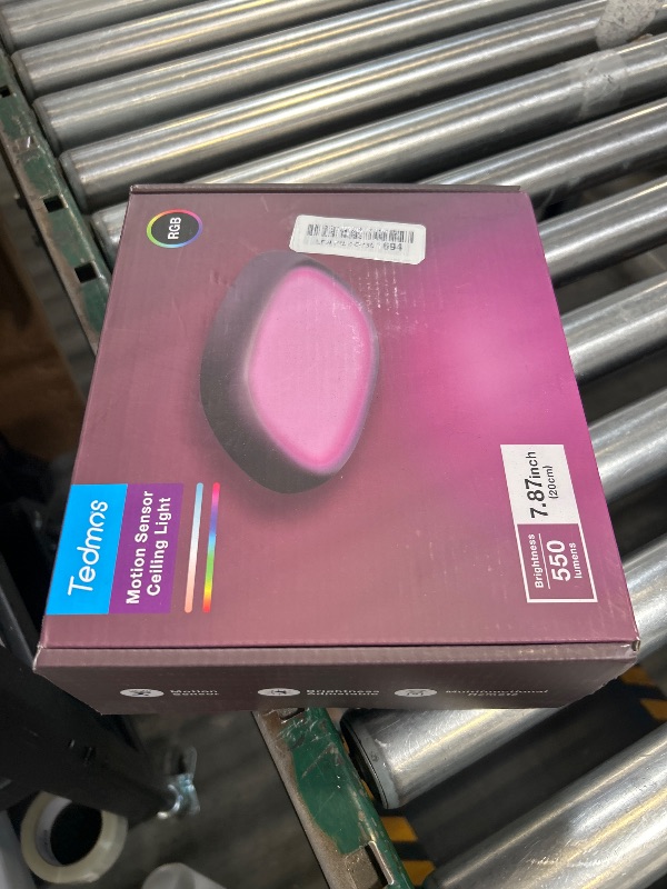 Photo 1 of 2 Pcs Motion Sensor Rechargeable Ceiling Light with Remote, 12000mAh 550LM Wireless IP54 Waterproof Shower Light, Battery Operated RGB Closet Lights Sensored LED Overhead Lighting No Wiring for Garage
