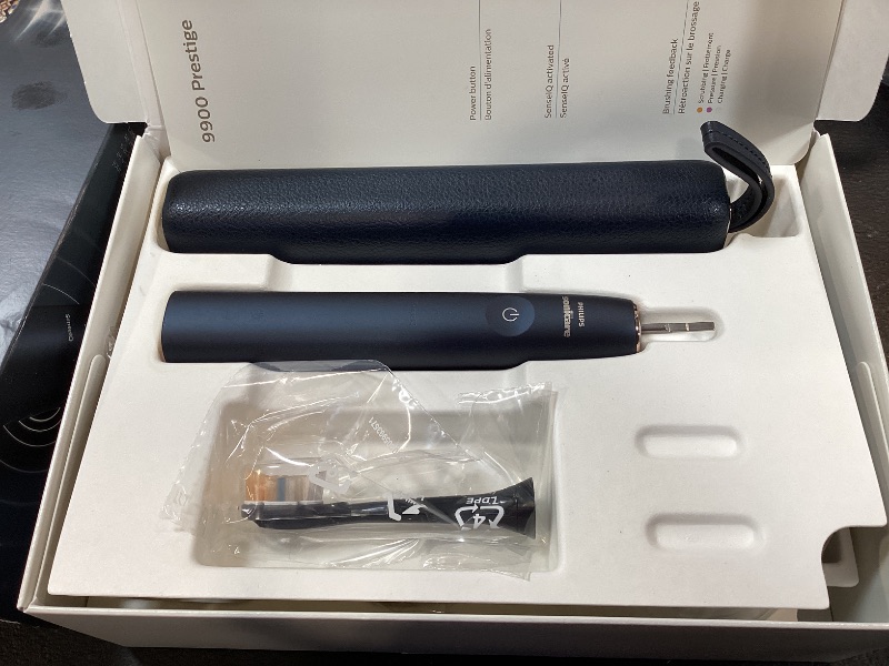 Photo 1 of Philips Sonicare DiamondClean 9900 Prestige Electric Toothbrush - with SenseIQ Technology and Advanced AI App, 5 Brushing Modes, 3 Intensity Levels, Charging Travel Case,Midnight Blue, Model HX9990/12