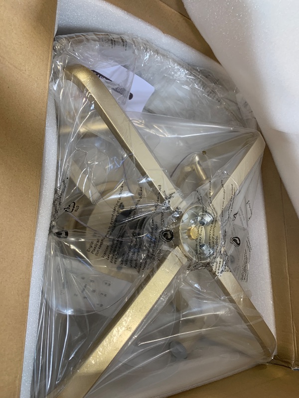 Photo 1 of Beiduna 18" Gold Flush Mount Ceiling Fan with Light, Caged Boho Ceiling Fans with Lights and Remote Control, Hidden Bladeless with 6 Speeds for Living Room, Bedroom, Nursery