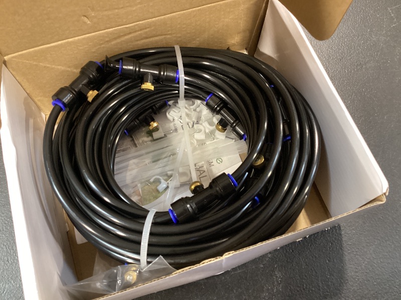 Photo 1 of HOMENOTE Misting Cooling System, 42FT(13M) Pre-Assembled Kit with 15 Brass Nozzles & 3/4" Brass Adapter, Cooling Mister for Patio, Backyard, Pets, Garden & Greenhouse