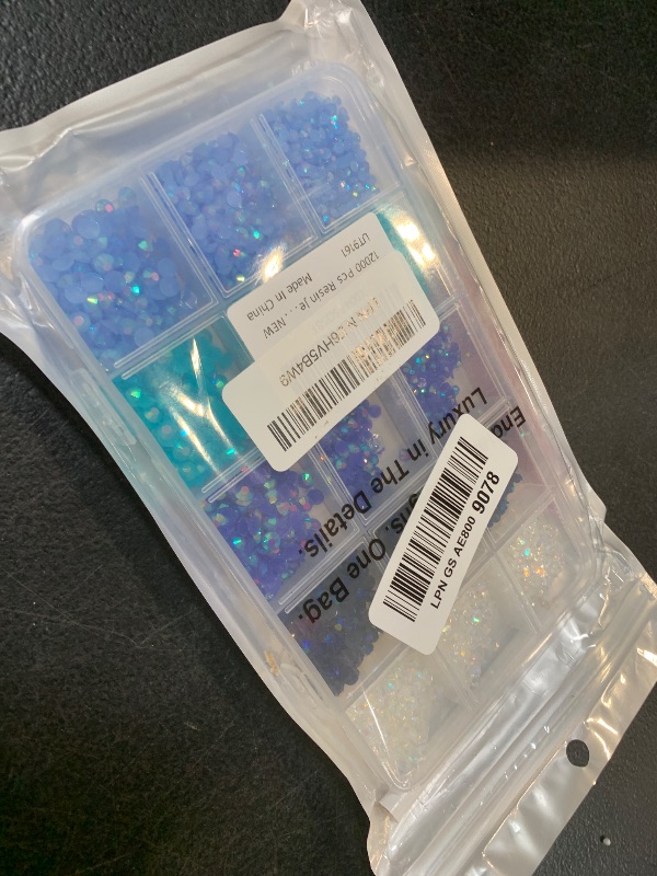 Photo 1 of 12000 Pcs Resin Jelly Rhinestones for Crafting, Multi Sizes Flatback Blue Color Gems, Bedazzling Crystal with Pickup Tool for DIY Crafts Clothing Shoes Fabric Nail Art