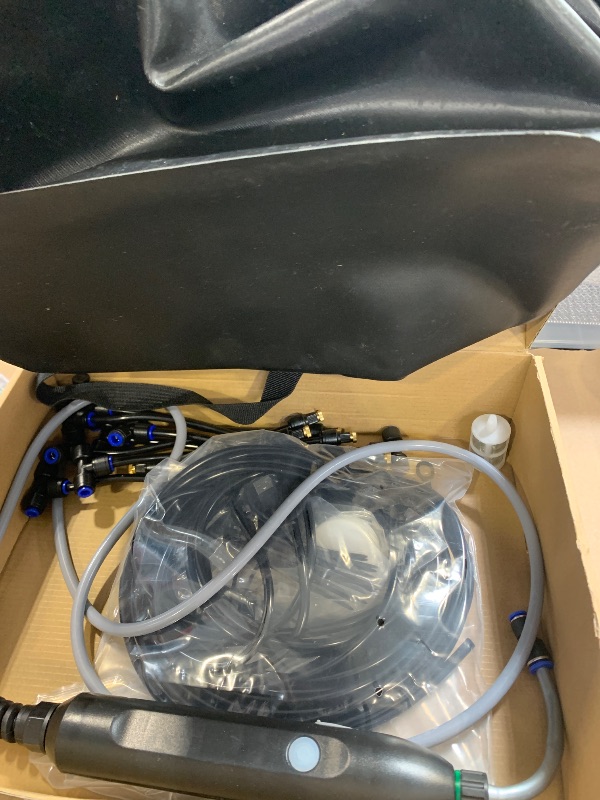 Photo 1 of 26 FT Portable Misters for Outside Patio - Outdoor Misters for Summer Cooling, Portable Misting System with 4500mAh Water Pump, 20L Bucket, 8 Nozzles, Water Misters for Patio/Umbrella/Camping/Canopy