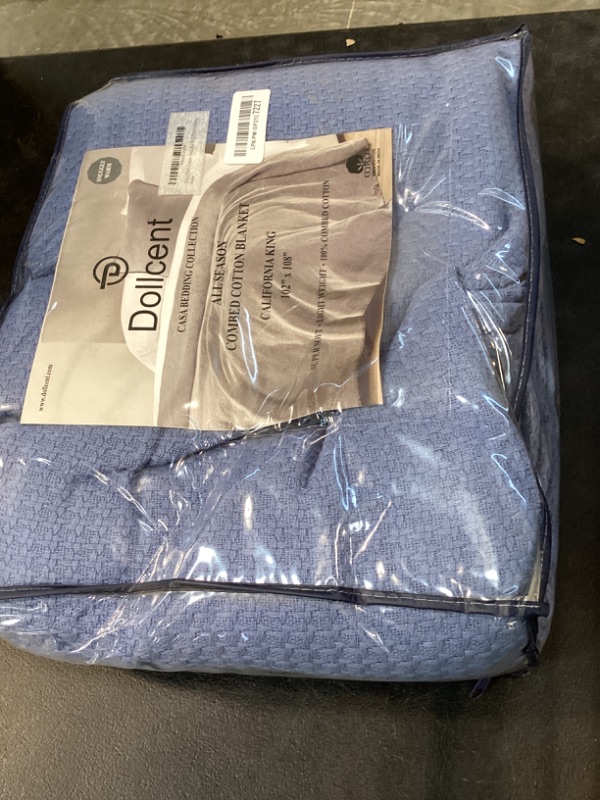Photo 1 of DOLLCENT 100% Cotton California King Size Blanket For Bed, Premium Combed Lightweight Blankets, Washed Breathable Cozy Bed Throw Blanket, Blue Cal King Cotton Blankets For All Season: Blue (102"x108")
