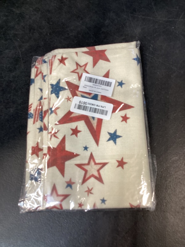 Photo 1 of Artoid Mode Old Style Stars American Flag 4th of July Table Runner, Memorial Day Kitchen Dining Table Decoration for Home Party Decor 13x72 Inch