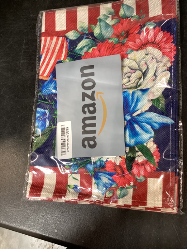 Photo 1 of Watercolor Red White and Blue American Flag Stars Table Runner 4th of July Memorial Day Veterans Day Patriotic Decoration and Supplies for Home 13x72 Inch