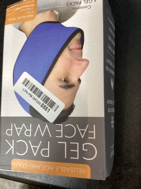Photo 1 of LotFancy Face Ice Pack Wrap for TMJ, Wisdom Teeth, with 4 Reusable Hot Cold Therapy Gel Packs, Pain Relief for Head, Oral and Facial Surgery, Dental Implants, Blue