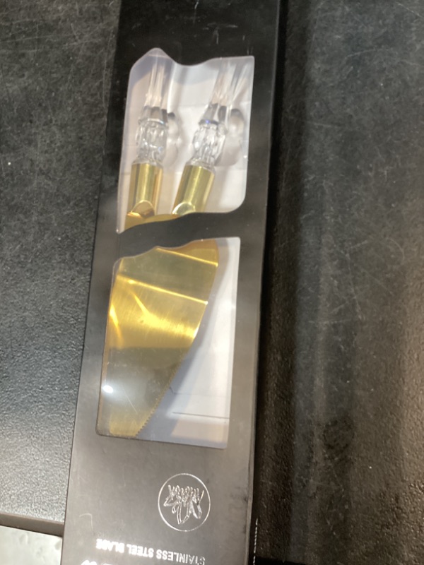 Photo 1 of Adorox Elegant Cake Knife and Server Set - Stainless Steel with Crystal Handle - Perfect for Weddings & Anniversaries,and Special Celebrations (Gold)