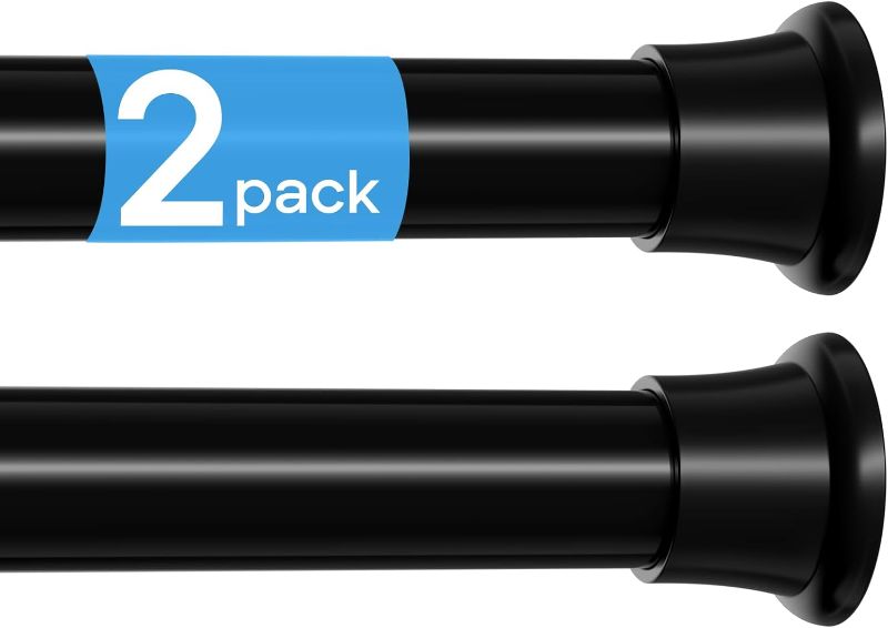 Photo 1 of MEXAU 2 Pack Spring Tension Curtain Rods 31-76 Inch Black Shower Curtain Rod No Drilling Adjustable Spring Loaded Curtain Rods 7/8" Diameter Shower Rods for Window Bathroom Closet Doorway Door