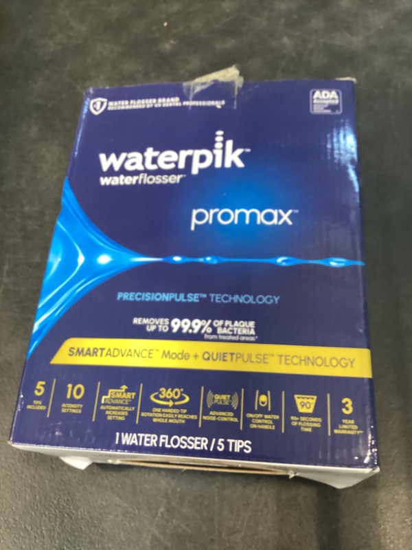 Photo 1 of Waterpik Promax Water Flosser with SmartAdvance Mode for Daily Gum Health and Cleaning Teeth, Braces, Implants, ADA Accepted, Small Quiet Design, Electric Flosser with 10 Settings, 5 Tips, WF-23