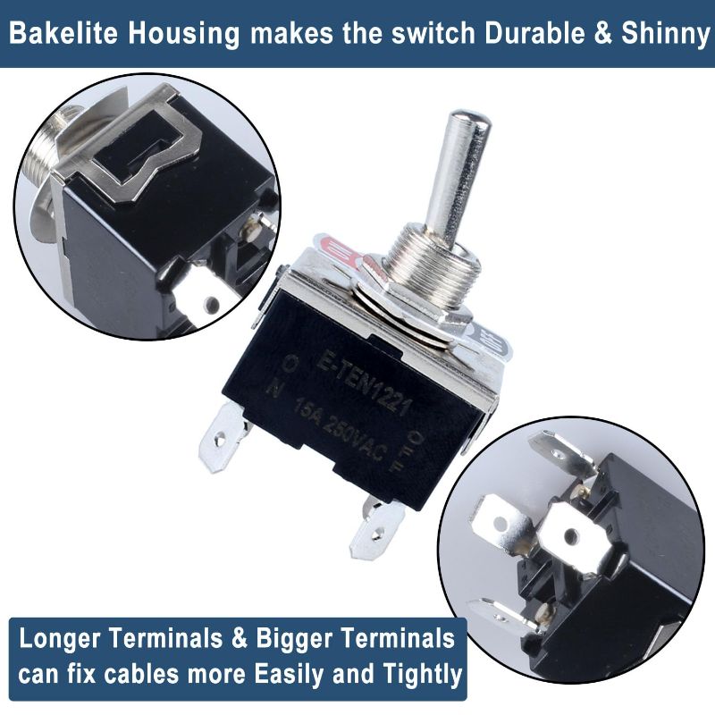 Photo 1 of 2pcs Latching Rocker Toggle Switch ON/Off 4Pin 2Position DPST Spade Terminals Electric Pull Push Meatl Switch with Waterproof Boot Cap and Pre-Wired Cables for Car Truck Boat Marine
