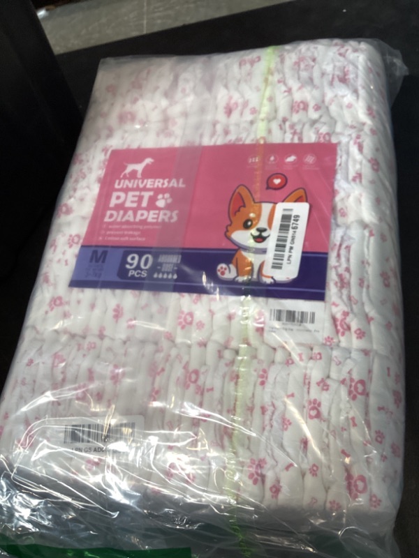 Photo 1 of Disposable Dog Diapers Female 90 Count Puppy Diapers Female (Waist 11-18 in M) Super Absorbent Small Doggie Diapers for Heat Excitable Urination or Incontinence - Pink