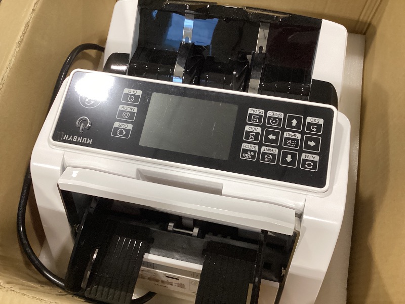 Photo 1 of MUNBYN Bank Grade Money Counter Machine Mixed Denomination with External Display+Printer in One, Value Counting, Serial Number, Multi Currency, 2CIS/UV/IR/MG/MT Counterfeit Detection, 2Y Warranty