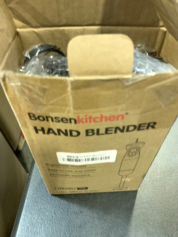 Photo 1 of Bonsenkitchen Hand Blender, Immersion Blender with 2 Mixing Speed, Electric Handheld Mixer Portable Stick Mixer with Stainless Steel Blades for Soup, Smoothie, Puree, Baby Food