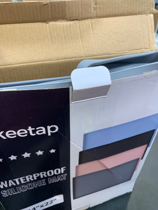 Photo 1 of ukeetap Extra Thick Silicone Mat Waterproof with Raised Edge 34" x 22", Under Sink Mat for Kitchen & Bathroom, Kitchen Cabinet Liner, Multi-Purpose for Storage & Protection, Gray