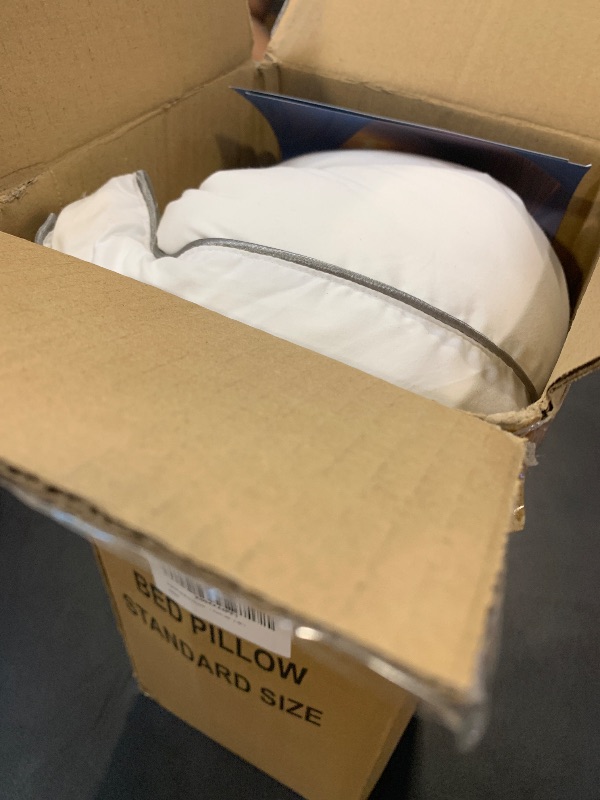 Photo 1 of Goose Down Pillow, Standard Size Set of 1 with 3-Layer Design, Hotel Down Bed Pillow for Side, Back, and Stomach Sleepers, Soft 600 Thread Count Cotton Cover–Luxury Hotel Pillows Quality(20" x 26")