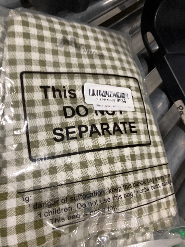 Photo 1 of Mindsoft Plaid Ruffled Table Cloth Cotton Linen Fabric Checkered Gingham Tablecloth Farmhouse Vintage Buffalo Plaid Decorative Table Cover for Dining Room Party(60 x 84 Inches,Sage Green)
