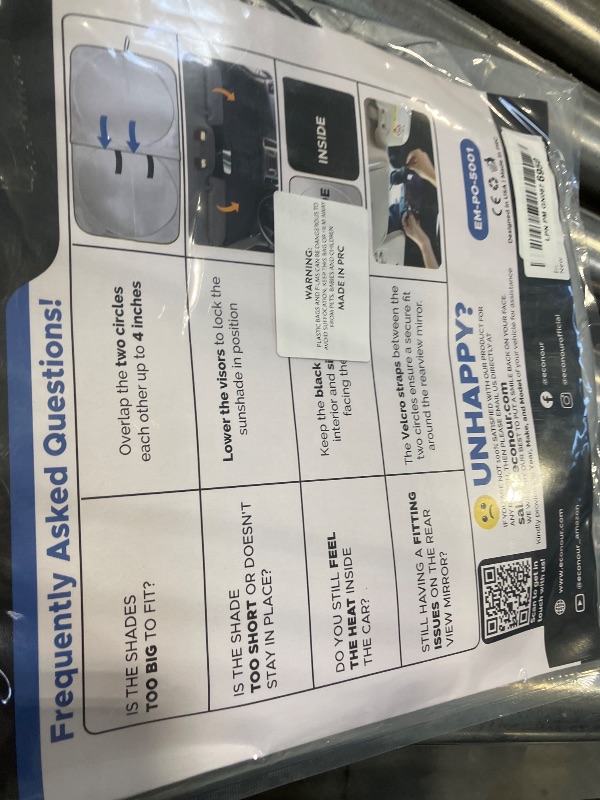 Photo 1 of EcoNour Car Windshield Sunshade | Blocks 99% Heat & Keeps Interior Cool | Universal Fits Cars, SUVs, Trucks | Automotive Sun Screen, Visor & Car Accessories for Summer | Medium (64x32 Inches)