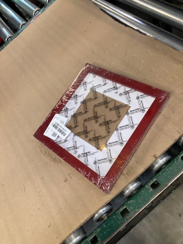 Photo 1 of 8x8 Picture Frames RED Solid Wood Frame, Plastic Panel (Film Needs to be Removed) Table or Wall.Front Window Opening 7.5x7.5 inch.