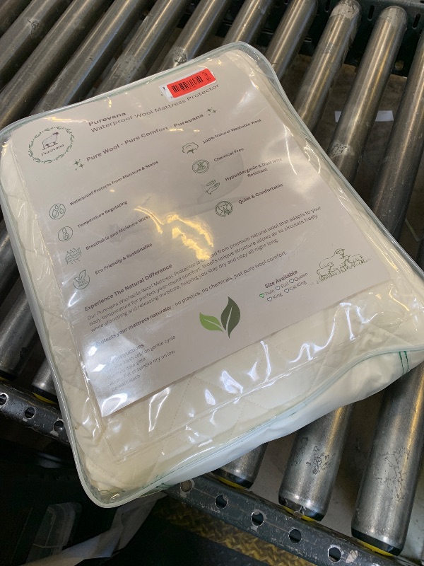 Photo 1 of Purevana Waterproof Mattress Protector with Washable Wool Filling, Natural Cotton Top, Breathable, Temperature Regulating, Moisture-Wicking, Washable Cover, Twin