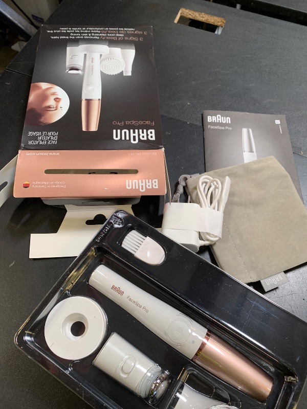 Photo 1 of Braun Face Epilator Facespa Pro 911, Facial Hair Removal for Women, Hair Removal Device, 3-in-1 Epilating, Cleansing Brush and Skin Toning with 3 Extras