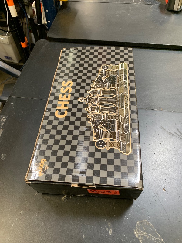 Photo 1 of 15" Large Chess Set for Adults with Weighted Acrylic Chess Pieces 3.5" King & Portable Folding Marbling Wooden Chess Board Travel Chess Sets Family Board Game Gift – Elegant Classic Chess Game