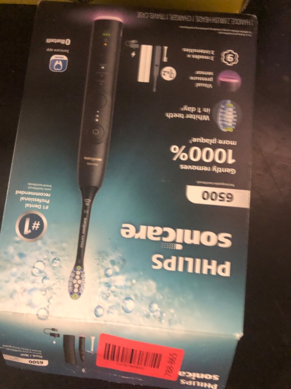 Photo 1 of Philips Sonicare 6500 Series Electric Toothbrush - Next-Generation Sonicare Technology, Pressure Sensor, 9 Brushing Settings, SmarTimer, BrushPacer, 21-Day Runtime, Travel Case, Black, HX7411/08