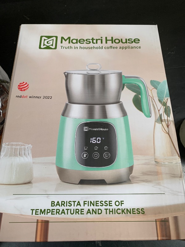 Photo 1 of Maestri House Milk Frother, Variable Temp and Froth Thickness DualFro 600 Milk Frother Steamer, 21OZ Smart Touch Control Milk Warmer, Dishwasher Safe, Memory Function for Latte&Hot Chocolate (Blue)