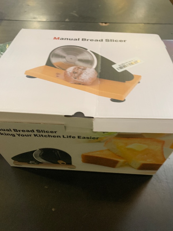 Photo 1 of Manual Bread Slicer for Homemade Sourdough Bread, Hand Crank Bread Slicer With Scale Line, Suction Cups and Quality Solid Wood Base, Adjustable Thickness, Evenly Slice