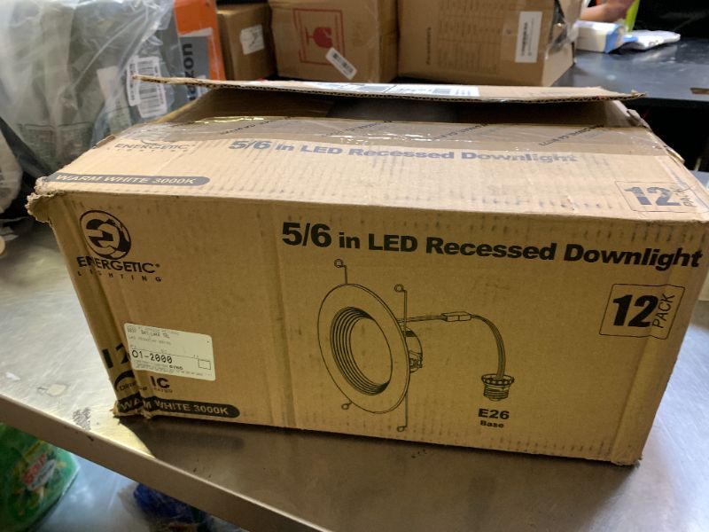 Photo 1 of Energetic 5/6 Inch LED Recessed Lighting Can Light, Dimmable Downlight, 12W=150W, Warm White 3000K, 1000LM, IC Rated & ETL Listed, Simple Retrofit Installation, Baffle Trim, Wet Rated, 12 Pack