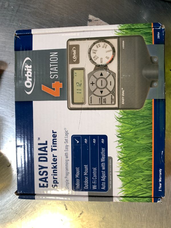 Photo 1 of Orbit Easy Dial 4-Station Irrigation System Controller, Indoor, Grey, 28964