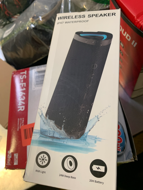Photo 1 of Vanzon Bluetooth Speaker, Portable Bluetooth Speaker, IPX7 Waterproof Wireless Speaker with 24W Stereo Sound,TWS Pairing,24H Playtime and Colorful RGB Lights for Home,Outdoor,Party,Great Gift