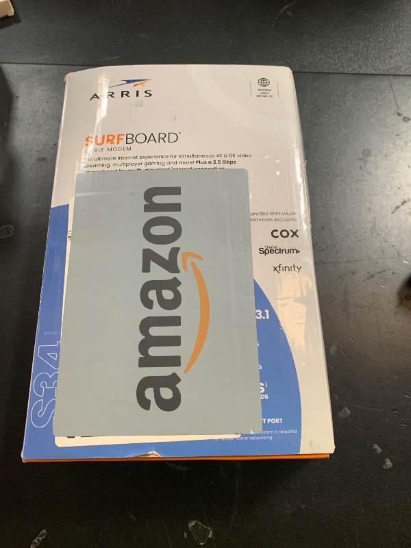 Photo 1 of Arris Surfboard S34 DOCSIS 3.1 Multi-Gig Cable Modem | 2.5Gbps + 1Gbps Ethernet Ports | Compatible with Xfinity, Cox, Spectrum | Next Gen Upstream | Modem Only, Router Required