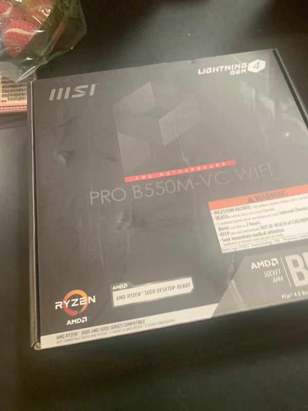 Photo 1 of MSI PRO B550M-VC WiFi ProSeries Motherboard (AMD Ryzen 5000 Series, AM4, DDR4, PCIe 4.0, SATA 6Gb/s, M.2, USB 3.2 Gen 2, HDMI/DP, Wi-Fi 6E, Bluetooth 5.2, mATX)
