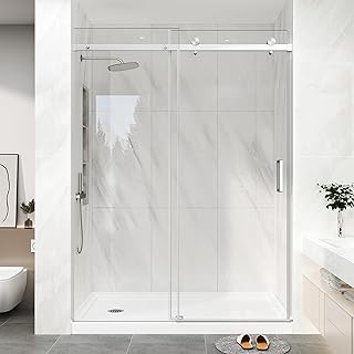 Photo 1 of KPUY Frameless Shower Door, 55-60" W x 76" H Double Sliding Glass Shower Door, 1/4" (6mm) Thick Tempered Clear Glass with Explosion-Proof Film Nano Coating, Brushed Nickel
Options:
4 sizes4 sizes