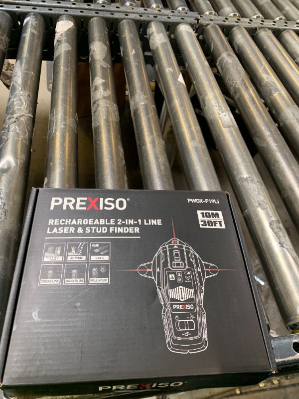Photo 1 of PREXISO 2-in-1 Stud Finder with Laser Level, Rechargeable Multi Surface Cross Line Laser & Wall Stud Scanners Tool for Hanging Frames & Picture, Wood Ac Wire Metal Studs Joist Pipe Detection