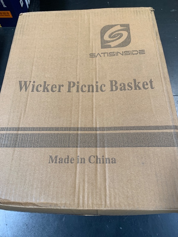 Photo 1 of Multifunctional Wicker Picnic Basket Set for 2 with Blanket and Picnic Table, Insulated Picnic Set with Full Tablewares for Camping Outdoor Couples,Natural