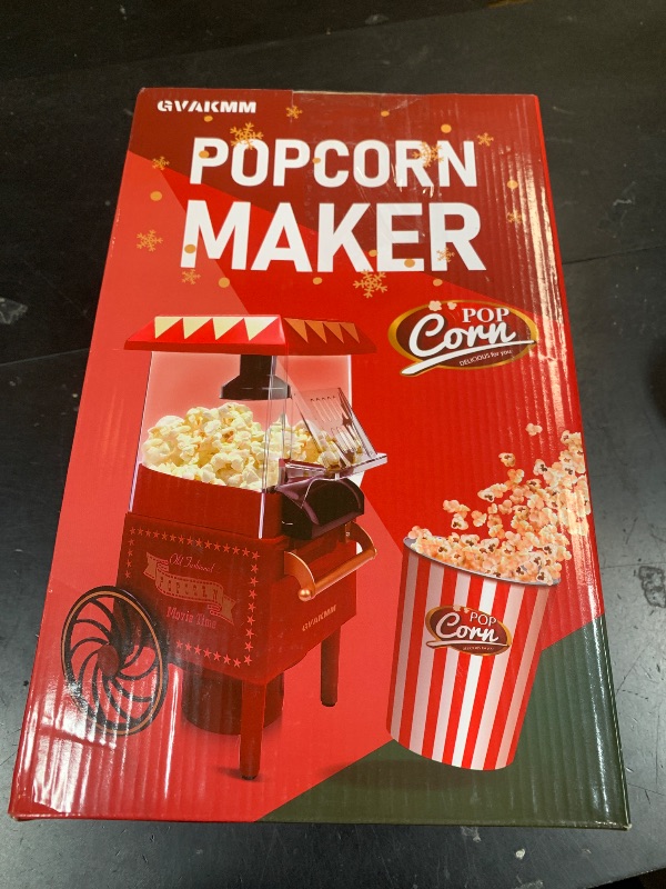 Photo 1 of GVAKMM Popcorn Machine, Hot Air Popcorn Maker Kit Gift Box, Portable Home Popcorn Popper Machine, 10-Cup,Oil-Free,Retro Style,Compact and Cute