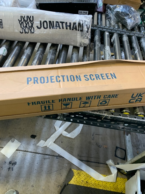 Photo 1 of WASJOYE Motorised Projector Screen 100" - 16:9 Electric Projector Screen Wall/Ceiling Mount with Remote Control - 8K HD Projection Screen Dual Side Power Supply for Home Theater Office TV Game