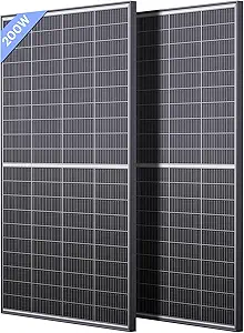 Photo 1 of N-Type 16BB 400W Bifacial Solar Panel, 2Pcs 200 Watt Solar Panel 12V, 25% High Efficiency, Dual-module Parallel Anti-Shade Design, for RV Van Marine Home Rooftop Off-Grid Systems (2 Pack 200W)