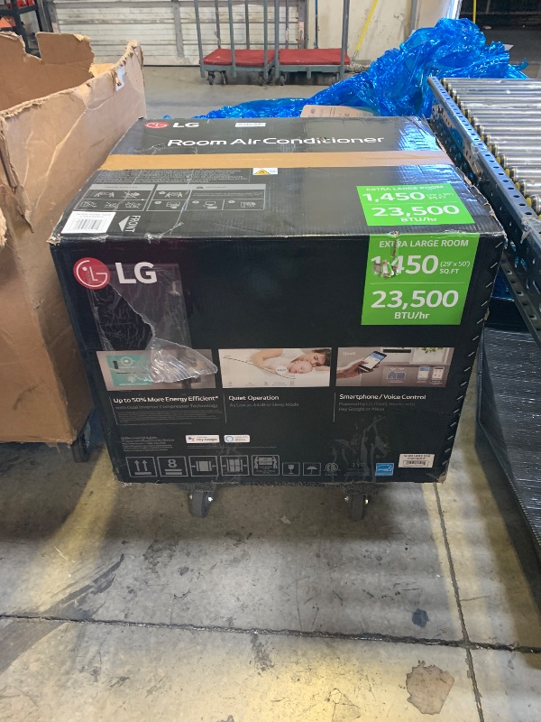 Photo 1 of LG 23,500 BTU Dual Inverter Smart Window Air Conditioner, 230V, Air Conditioner Cools Rooms up to 1,440 Sq. Ft., Ultra Quiet Operation, with LG ThinQ, Amazon Alexa & Hey Google, White