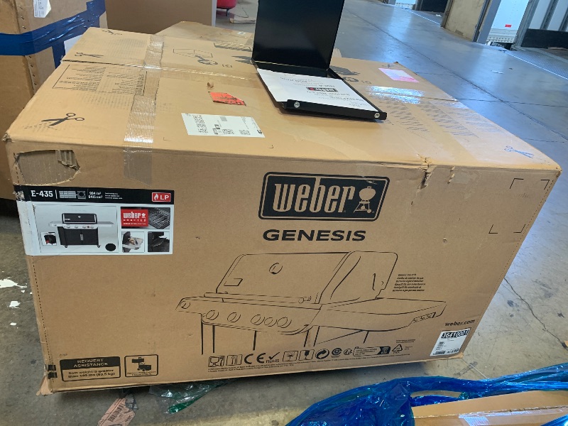 Photo 1 of Weber Genesis E-435 Liquid Propane Gas Grill for Outdoor Cooking, 4 Burners and 1 Side Burner, Black – Porcelain-Enameled Cast-Iron Grates, PureBlu Burners & Sear Zone