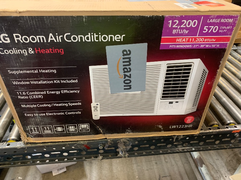 Photo 1 of LG 12,200 BTU Window Air Conditioner with Supplemental Heat, 230/208V, Cools 570 Sq.Ft. (19' x 30' Room Size), Electronic Controls with Remote, 2 Cooling, Heating & Fan Speeds, Slide In-Out Chassis