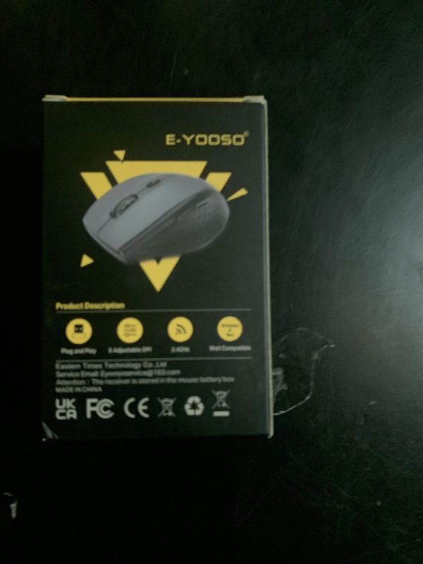 Photo 1 of E-YOOSO Wireless Mouse for Laptop, Portable Optical Computer Mouse, 6 Buttons, Cordless 2.4GHz with USB Receiver, 5-Level 4800 DPI, 18 Months Battery Life, for PC, Chromebook, Windows, Mac(White Gray)
