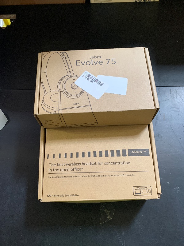 Photo 1 of Jabra Evolve 75 UC Wireless Headset, Stereo – Includes Link 370 USB Adapter and Charging Stand – Bluetooth Headset with World-Class Speakers, Active Noise-Cancelling Microphone, All Day Battery