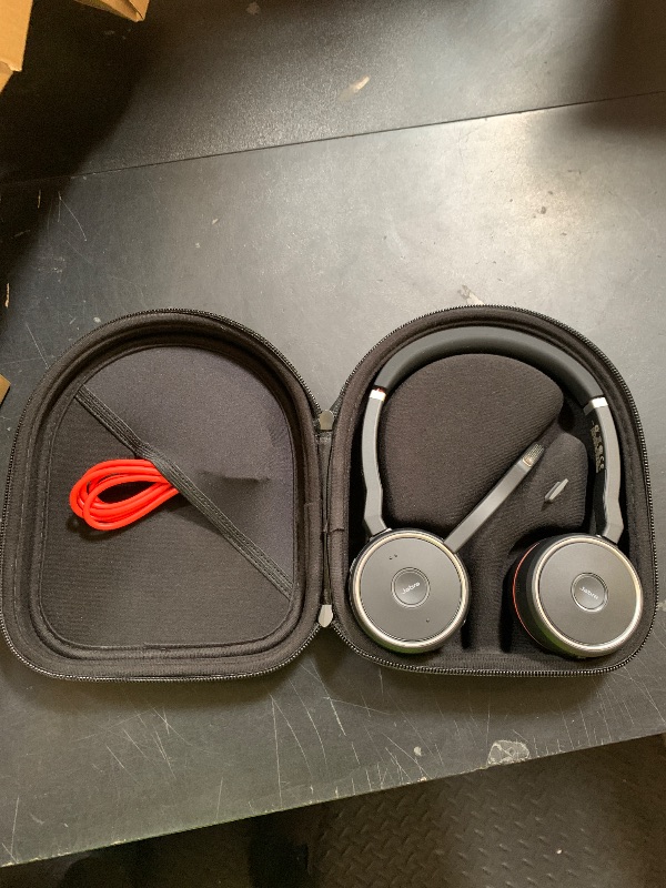 Photo 1 of Jabra Evolve 75 UC Wireless Headset, Stereo – Includes Link 370 USB Adapter and Charging Stand – Bluetooth Headset with World-Class Speakers, Active Noise-Cancelling Microphone, All Day Battery